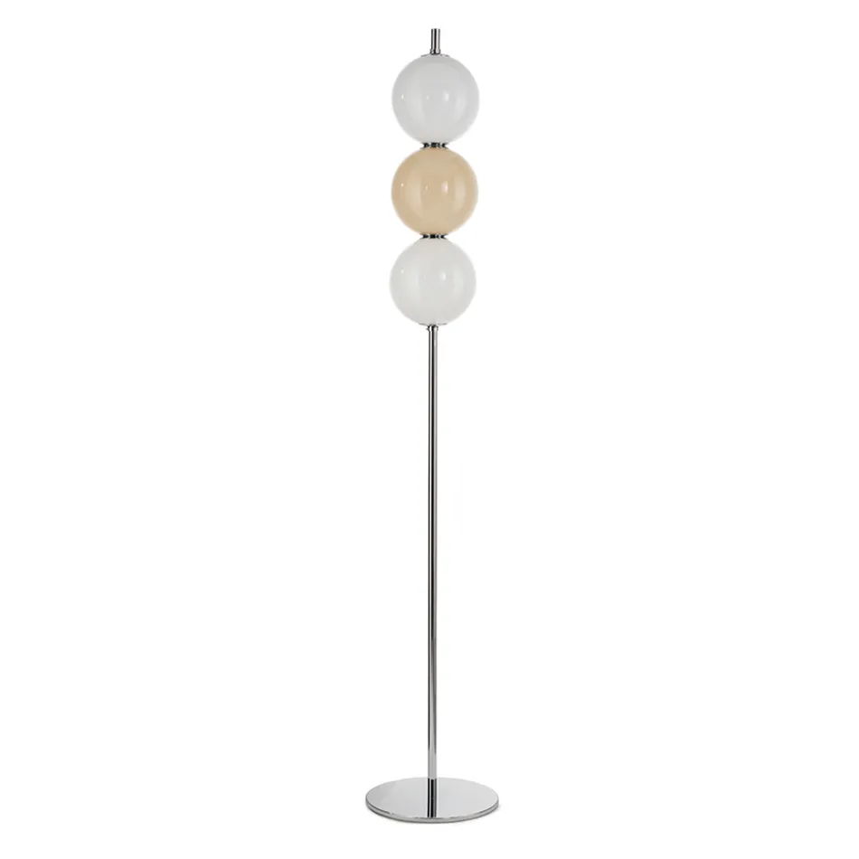 Lumira - Lampă de podea cu trei lumini din sticlă carcasată, fabricată în Italia Viadurini