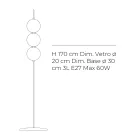 Lumira - Lampă de podea cu trei lumini din sticlă carcasată, fabricată în Italia Viadurini
