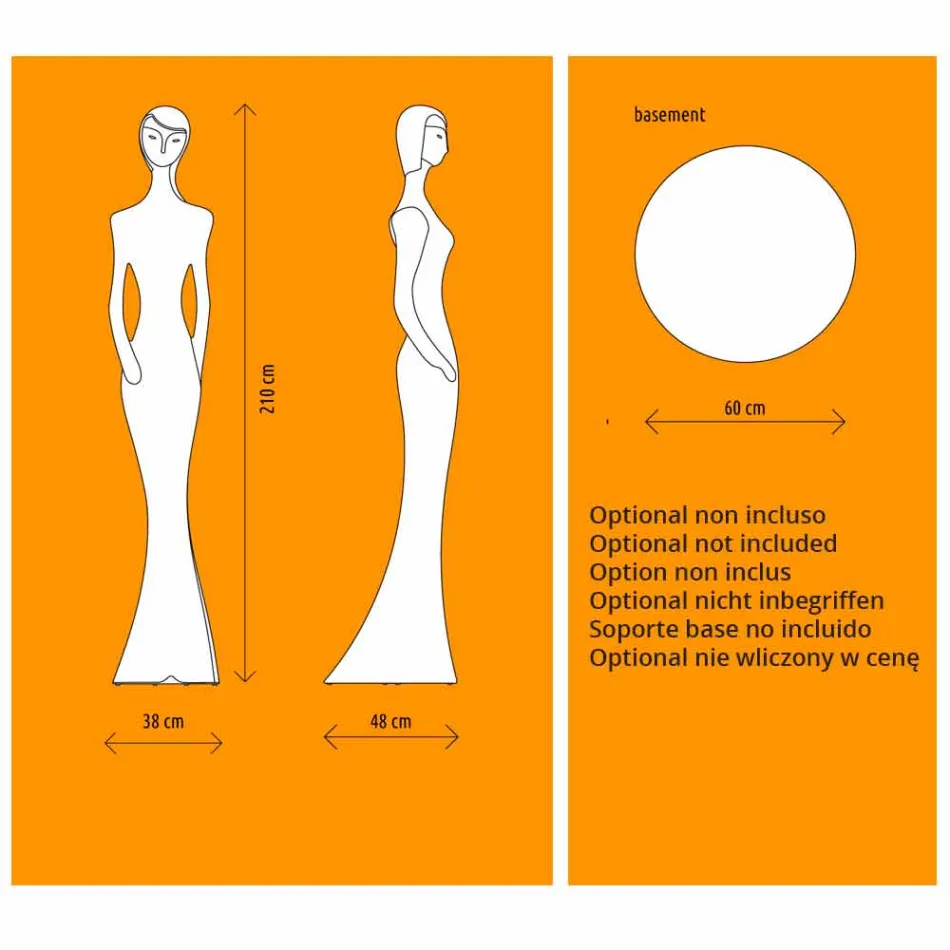 Lampă de podea de grădină cu design de statuie cu lumină LED RGBW - Penelope de Myyour Viadurini