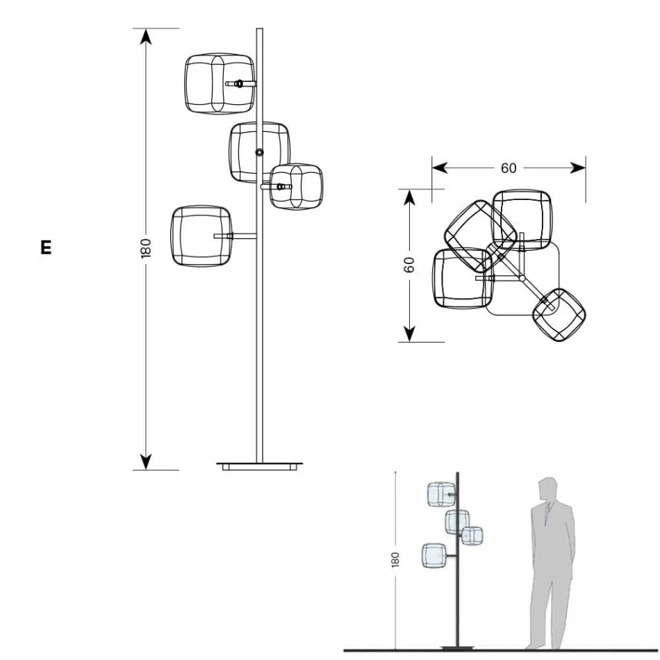 Lampă de podea design cu structură metalică lucioasă Made in Italy - Donatina Viadurini