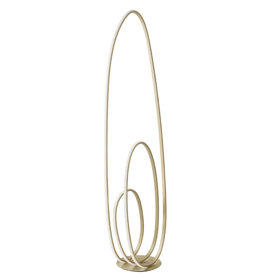 Lampă de podea de design în metal vopsit cu finisaj auriu cu LED - Simea Viadurini