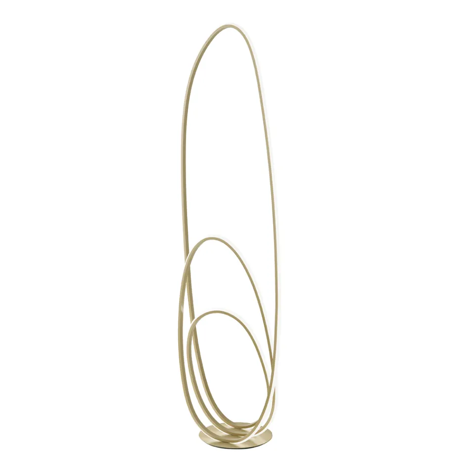 Lampă de podea de design în metal vopsit cu finisaj auriu cu LED - Simea Viadurini