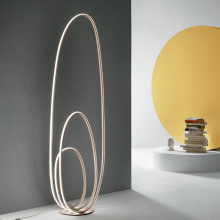 Lampă de podea de design în metal vopsit cu finisaj auriu cu LED - Simea Viadurini
