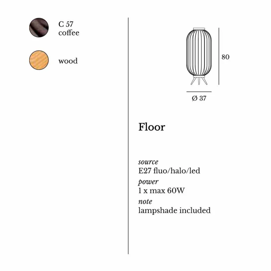 Lampa de podea design modern în Ø37xh80 cm Fanny Steel Viadurini