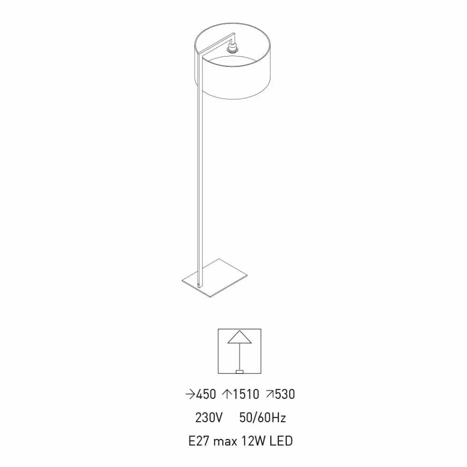 Lampă de podea design din metal cu abajur din in Made in Italy - Bali Viadurini