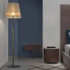 Lampă de podea design din metal, lemn și organza Made in Italy - Boom Viadurini