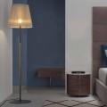 Lampă de podea design din metal, lemn și organza Made in Italy - Boom