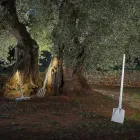 Lampă de podea pentru exterior în tehnopolimer alb Design de 3 forme - scule Viadurini