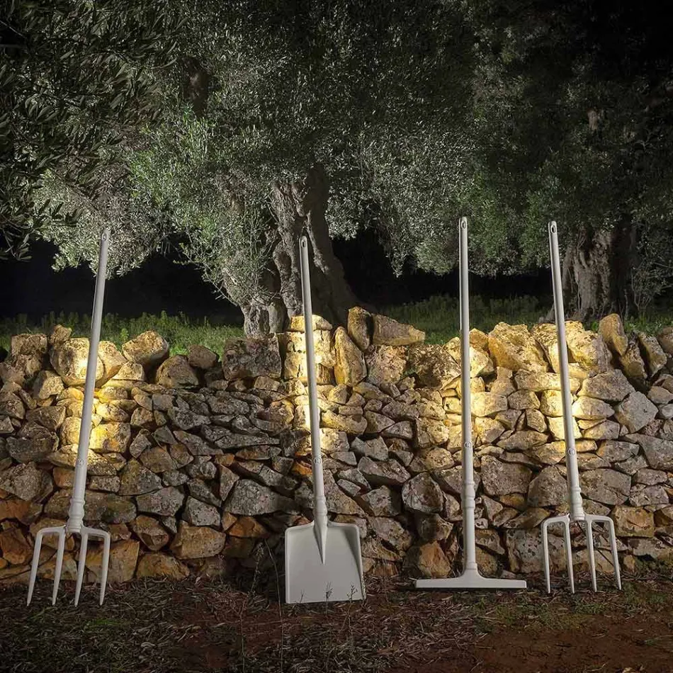 Lampă de podea pentru exterior în tehnopolimer alb Design de 3 forme - scule Viadurini