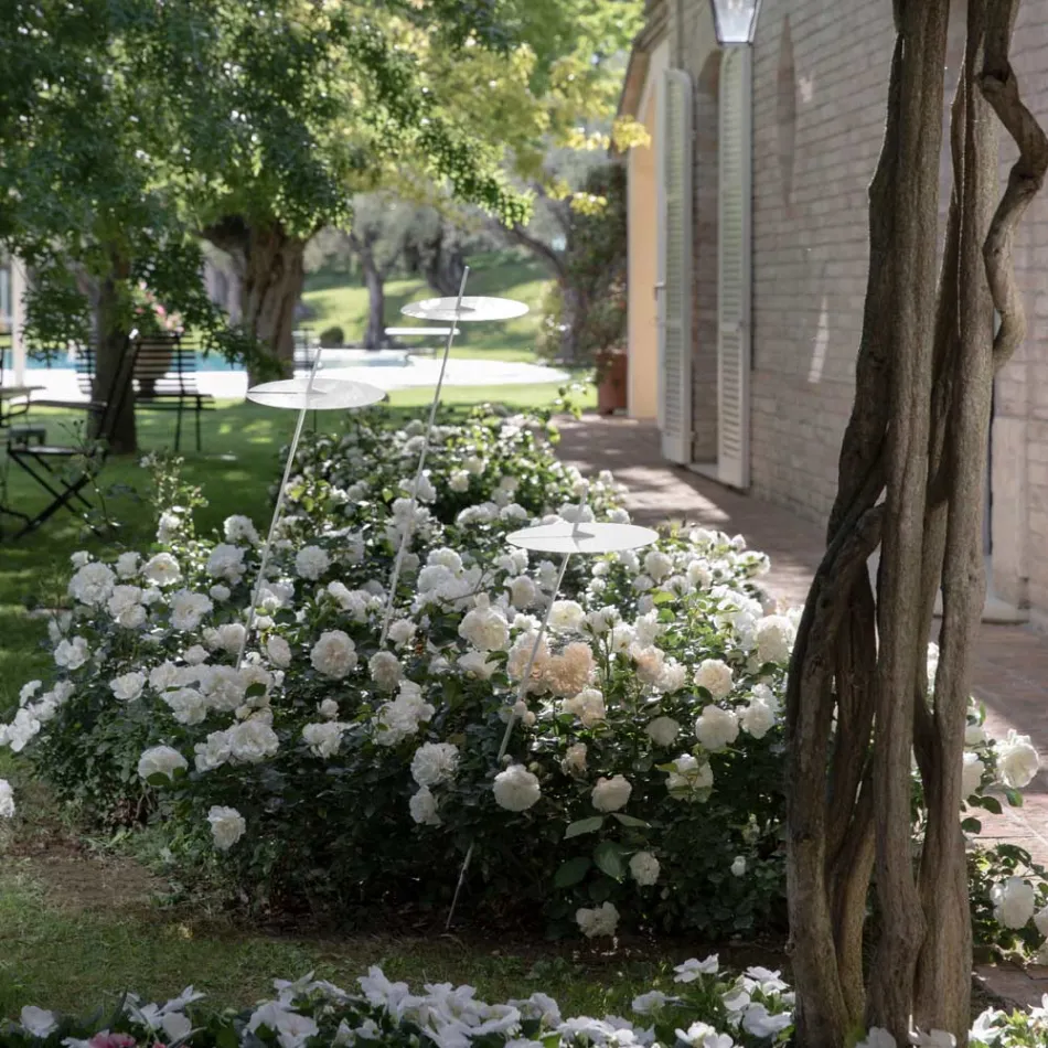 Lampa de gradina Aluminiu Design Alb cu Frunza de Nufar - Cipriam Viadurini