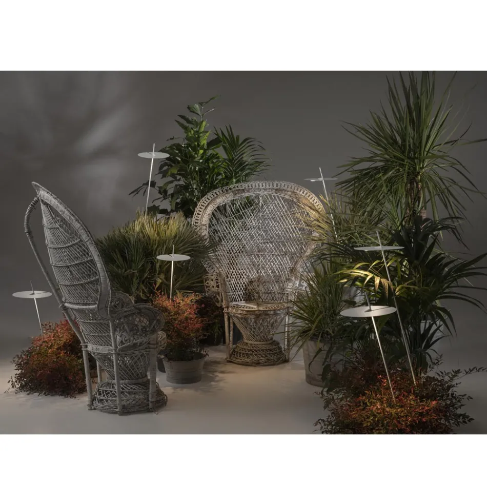 Lampa de gradina Aluminiu Design Alb cu Frunza de Nufar - Cipriam Viadurini