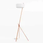 Lampă de podea din lemn și metal cu detalii din piele vegană - Avetta Viadurini