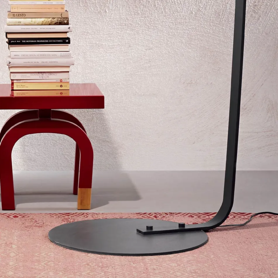 Lampa de podea metalica cu abajur acoperit cu stofa - Rivella Viadurini