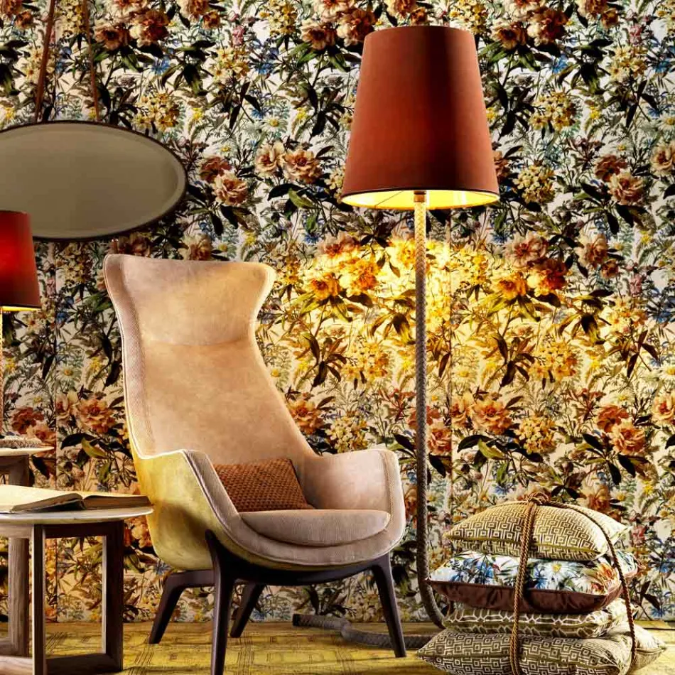 Grilli Snake metal și lampă de pardoseală din țesătură făcute în Italia Viadurini