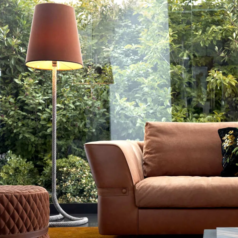 Grilli Snake metal și lampă de pardoseală din țesătură făcute în Italia Viadurini