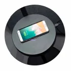 Lampă de podea din metal negru și Rattan cu raft Made in Italy - Livia Viadurini