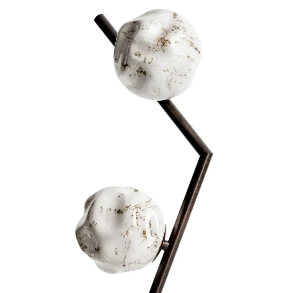 Lampă de podea din alamă închisă și sticlă de piatră Made in Italy - Bottega Viadurini