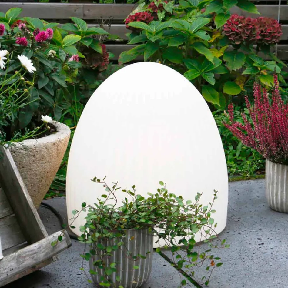 Lampă de podea din plastic alb cu design LED, Solar sau E27 - Massostar Viadurini