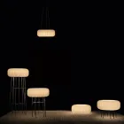 Lampă de podea pentru exterior din polietilenă de alabastru, fabricată în Italia - Disco Viadurini