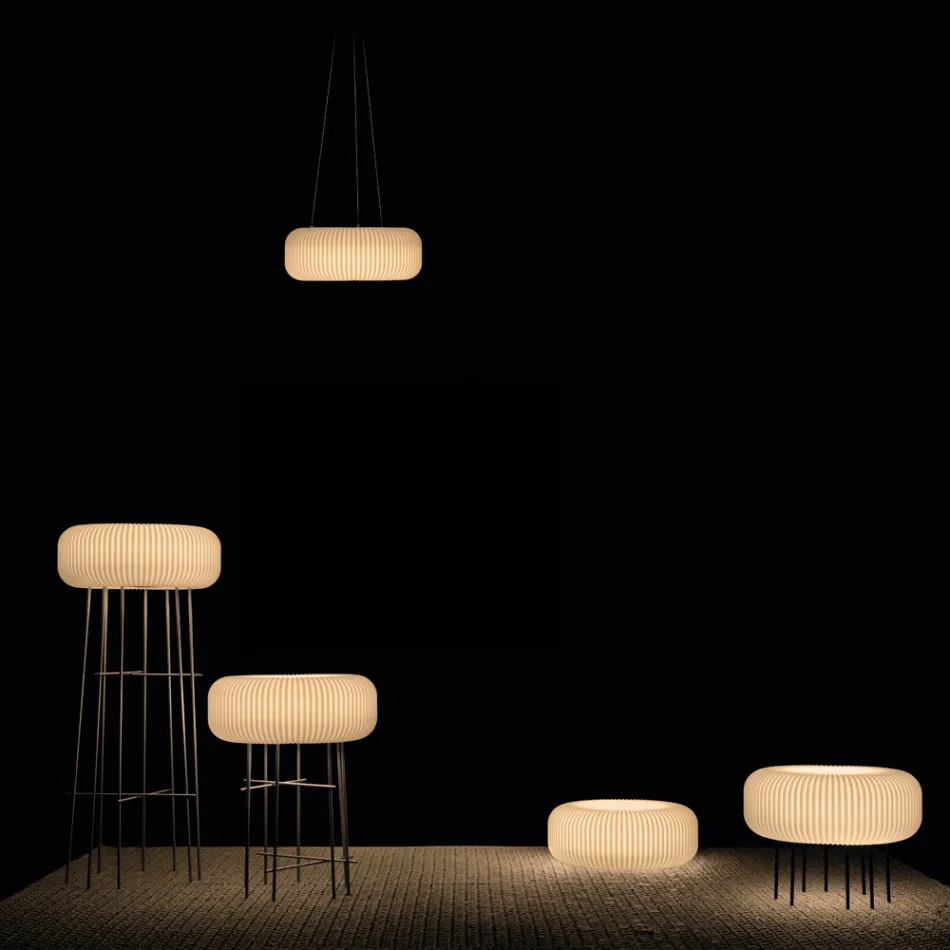 Lampă de podea pentru exterior din polietilenă de alabastru, fabricată în Italia - Disco Viadurini