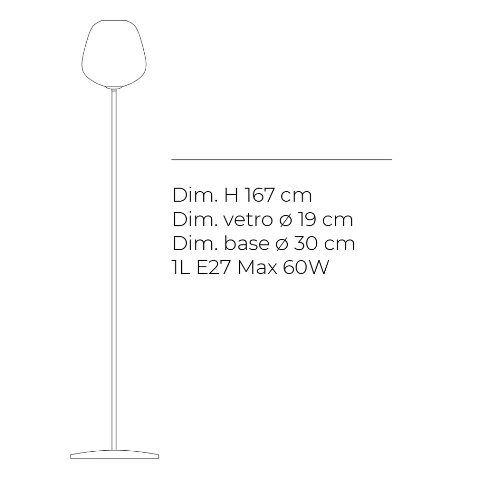 Lampă de podea din sticlă carcasată sau transparentă, fabricată în Italia - Elisia Viadurini