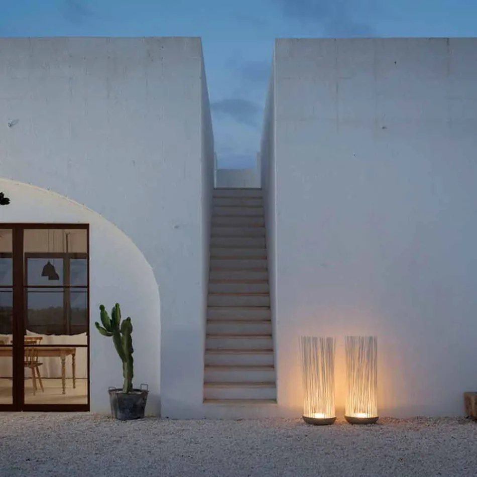 Lampă de podea cu led în tehnopolimer gri și tije din pvc alb - Touch Viadurini