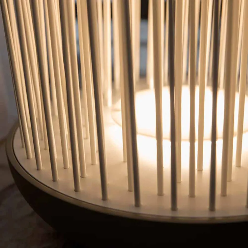 Lampă de podea cu led în tehnopolimer gri și tije din pvc alb - Touch Viadurini