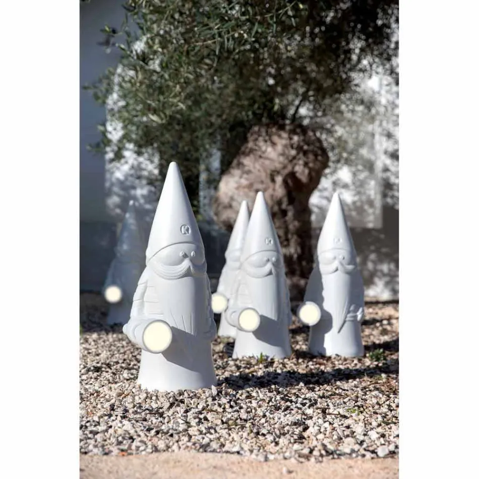 Lămpi de podea cu LED în aer liber, cu design modern în tehnopolimer alb - Nano Viadurini