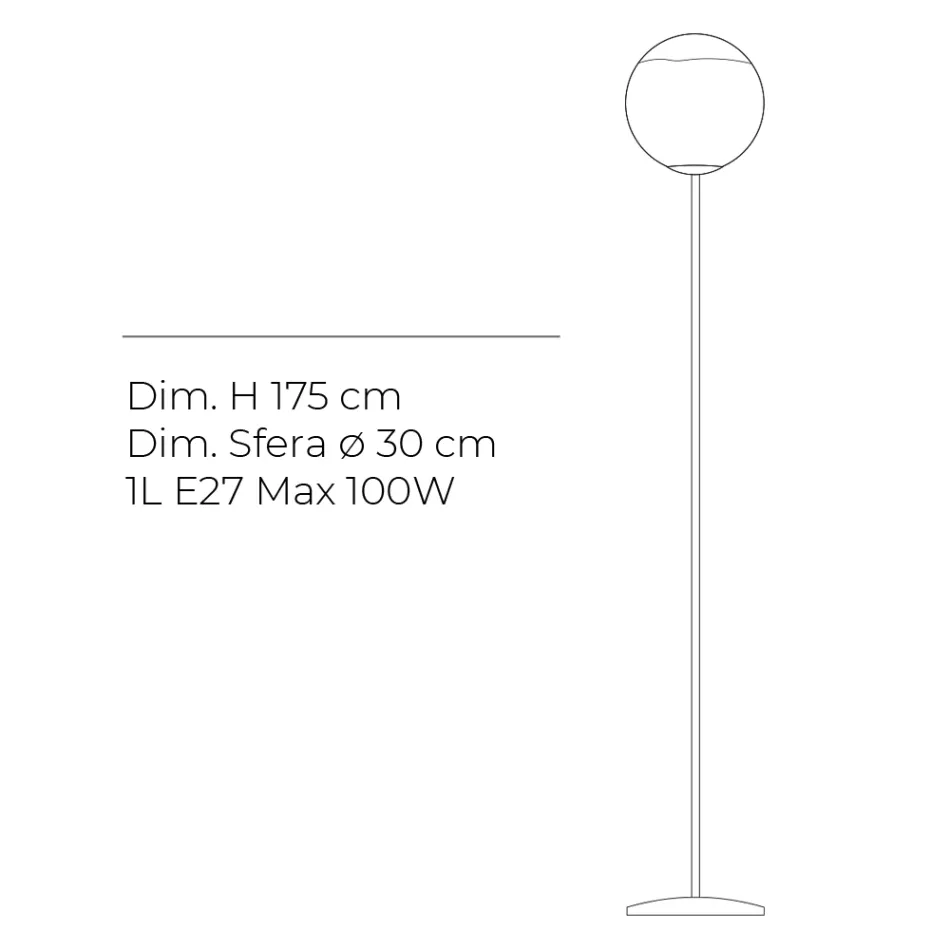 Lampă de podea Isotta din sticlă albă, fabricată în Italia Viadurini