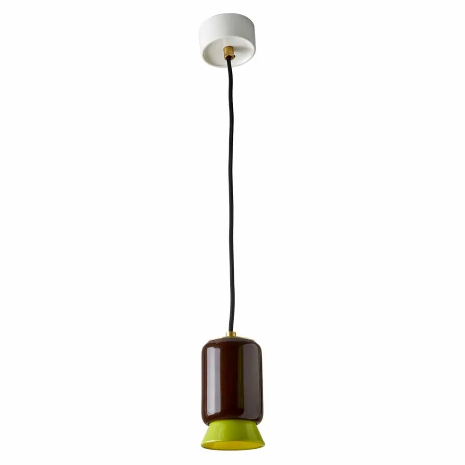 Lampa de suspendare din ceramica colorata fabricata in Italia Asia Viadurini