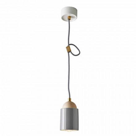 Lampa de proiectare de suspendare din lemn și ceramică fabricată în Italia Asia Viadurini