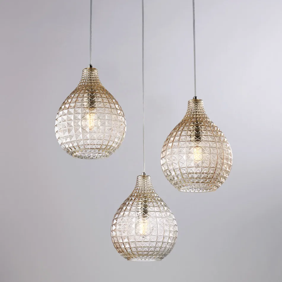 Lampă de design din sticlă și metal, fabricată în Italia, pentru un decor elegant - Atlas Viadurini