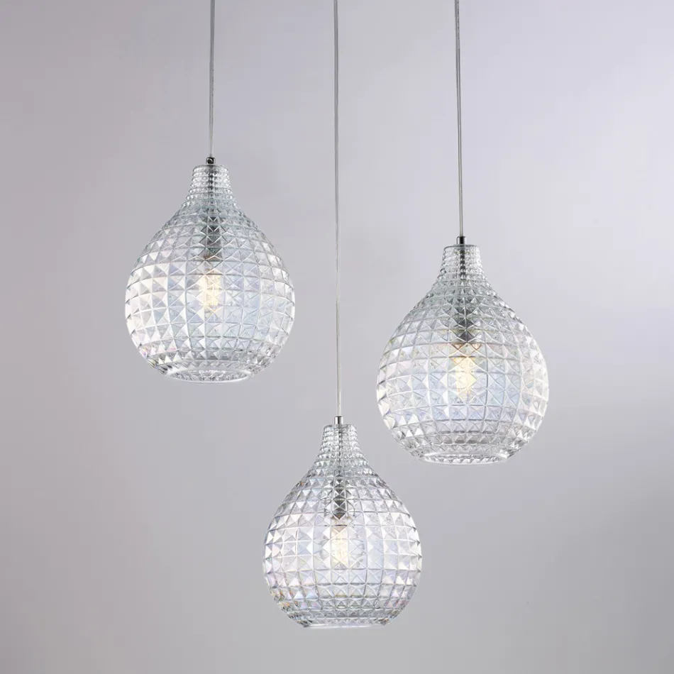 Lampă de design din sticlă și metal, fabricată în Italia, pentru un decor elegant - Atlas Viadurini