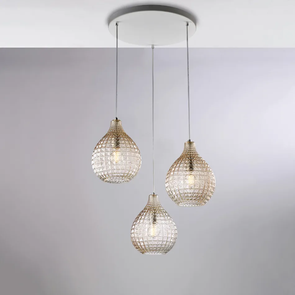 Lampă de design din sticlă și metal, fabricată în Italia, pentru un decor elegant - Atlas Viadurini