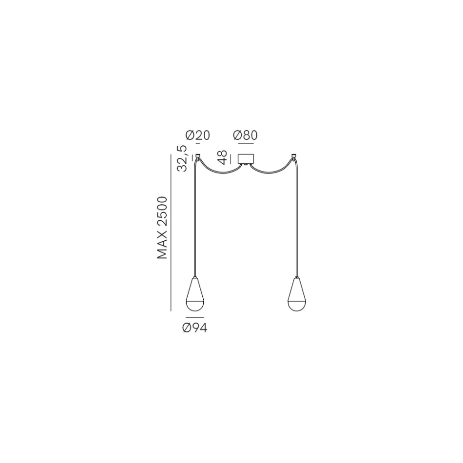 Lampă de suspendare dublă din fier și sticlă Made in Italy - Înnorat Viadurini