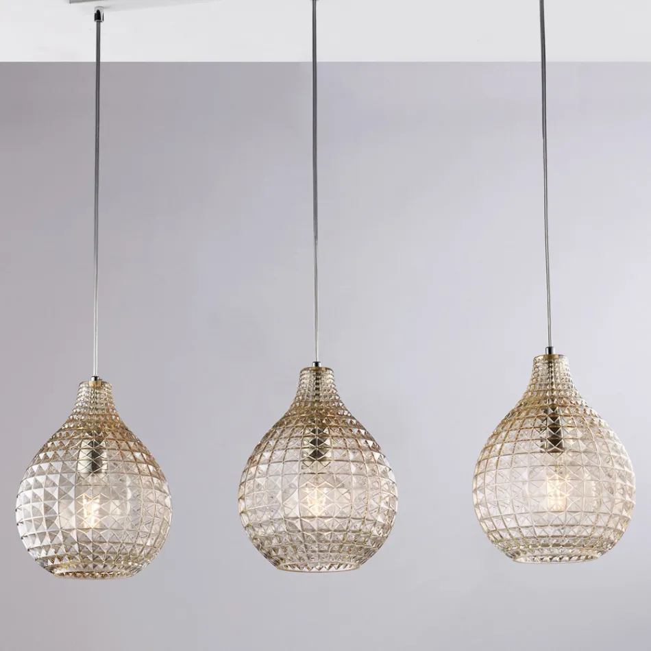 Lampă elegantă din sticlă și metal, fabricată în Italia, pentru interioare rafinate - Atlas Viadurini