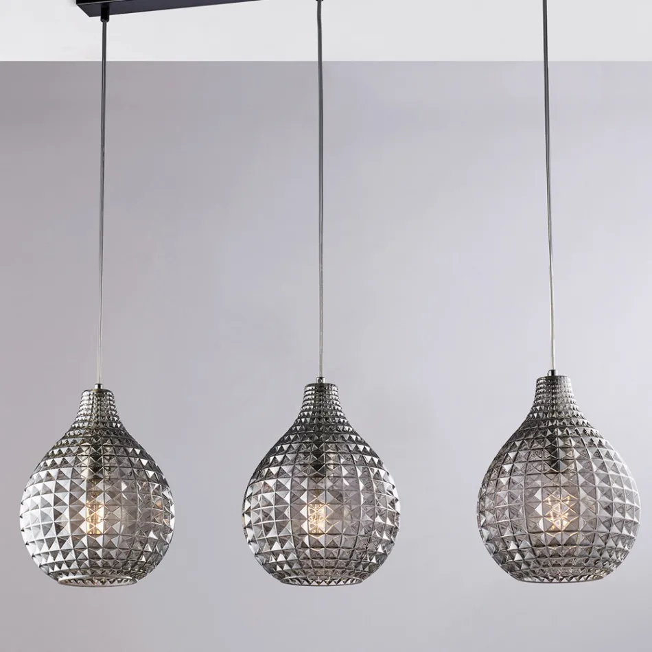 Lampă elegantă din sticlă și metal, fabricată în Italia, pentru interioare rafinate - Atlas Viadurini