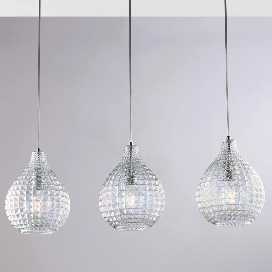 Lampă elegantă din sticlă și metal, fabricată în Italia, pentru interioare rafinate - Atlas Viadurini