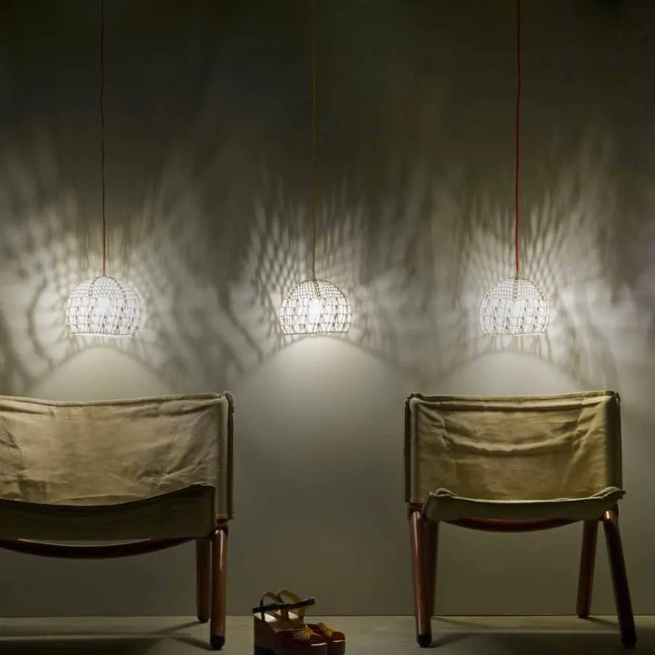 Lampa din bumbac si viscoza suspendata In-es.artdesign Textura moderna Viadurini