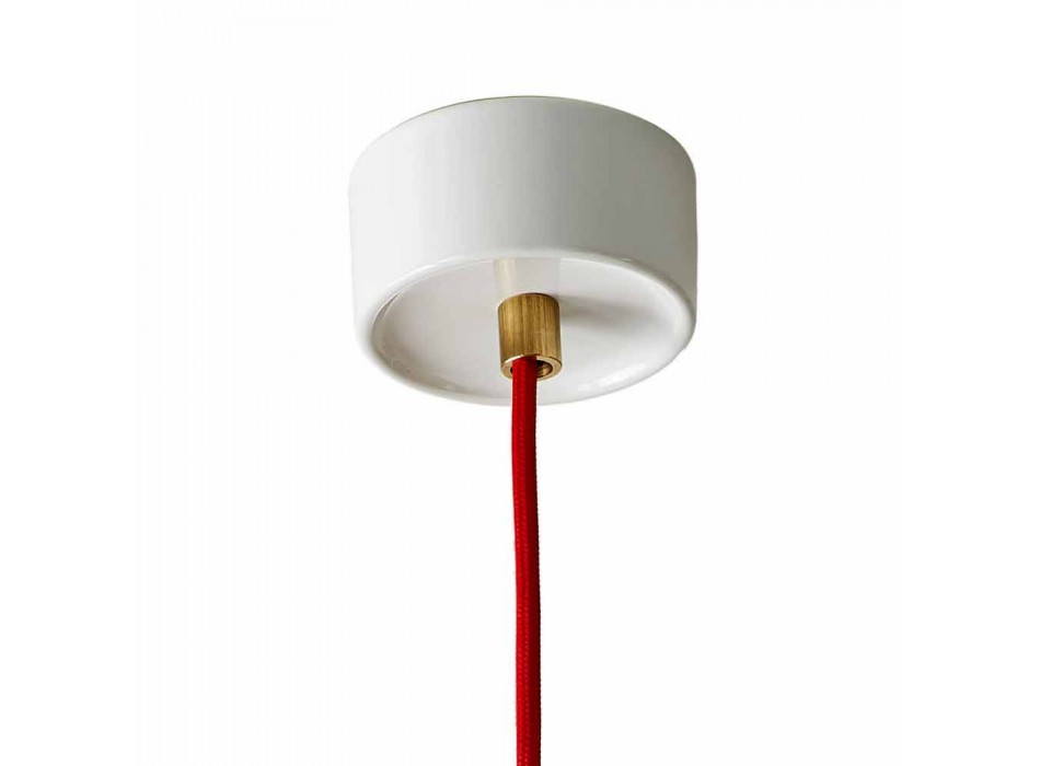 Lampa din lemn de fag si ceramica suspendata fabricata in Italia Asia Viadurini