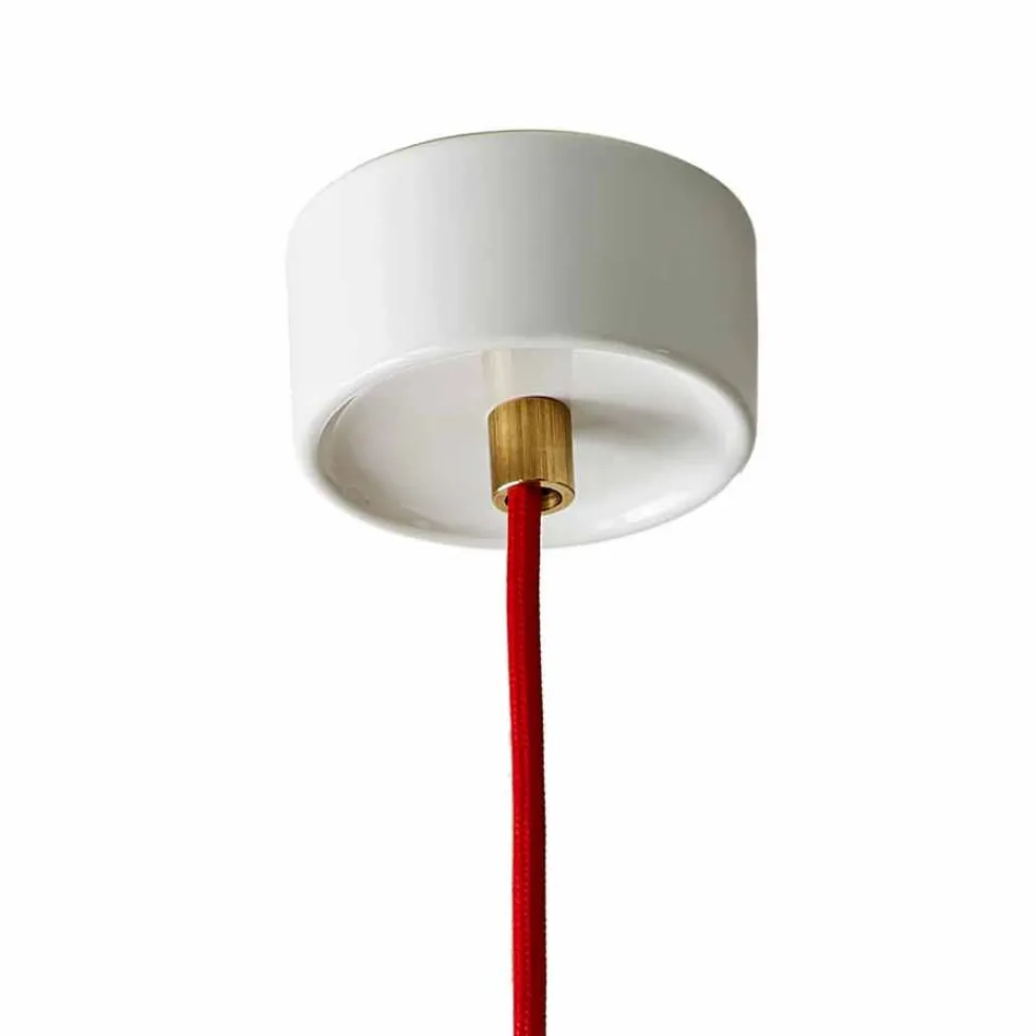 Lampa din lemn de fag si ceramica suspendata fabricata in Italia Asia Viadurini