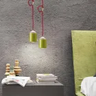 Lampa din lemn de fag si ceramica suspendata fabricata in Italia Asia Viadurini