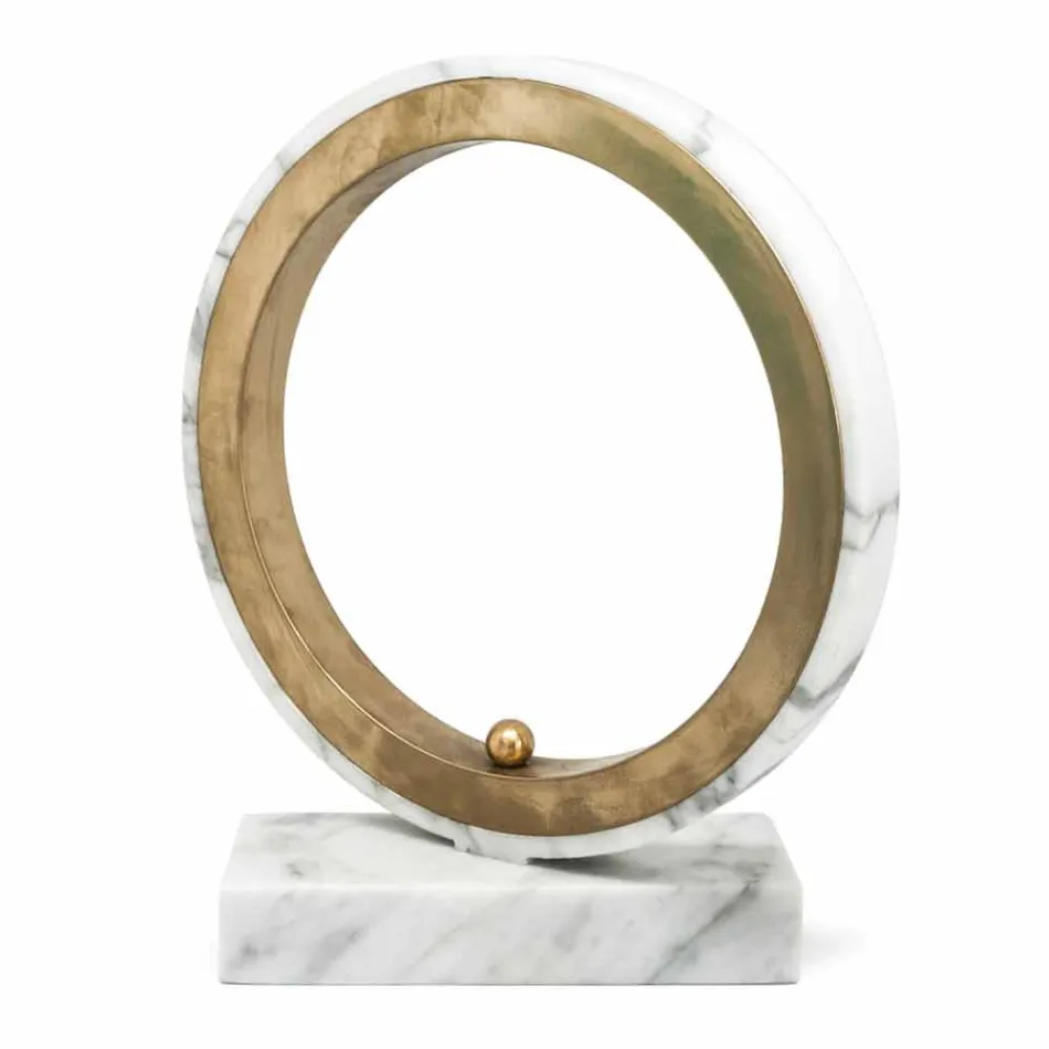 Lampă din marmură albă de Carrara și alamă Fabricată în Italia 2 dimensiuni - Nazife Viadurini