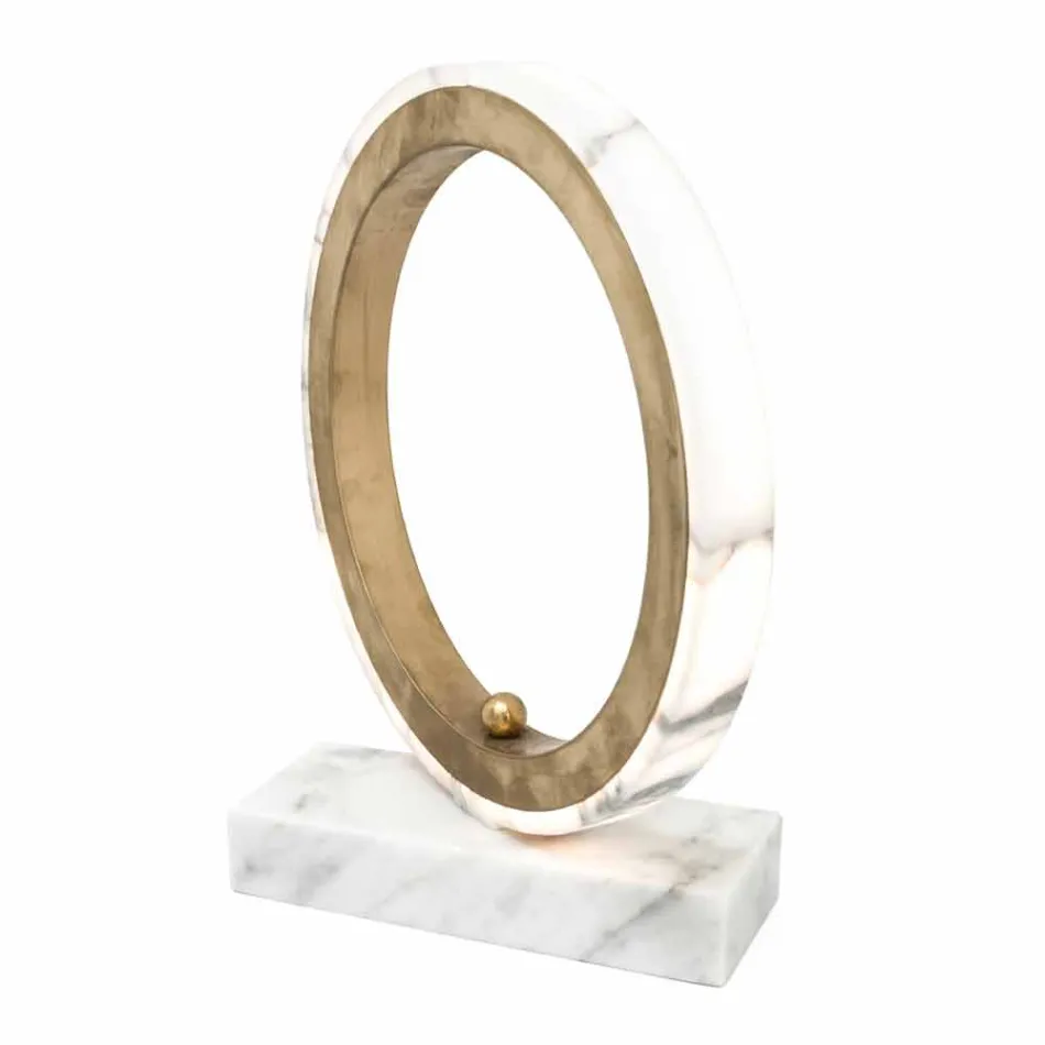 Lampă din marmură albă de Carrara și alamă Fabricată în Italia 2 dimensiuni - Nazife Viadurini