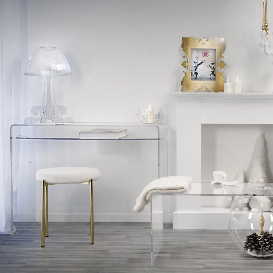 Lampa de Masa Led din plexiglas transparent Made in Italy - Odette Viadurini