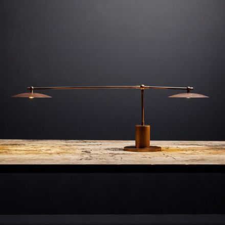 Lampă de masă LED în stil vintage din alamă și fier Made in Italy - Nimbo Viadurini