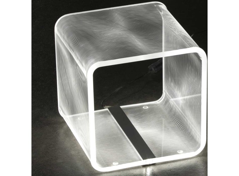 Lampa Led in Cristal Acrilic Transparent Decor Laser - Robiola Viadurini