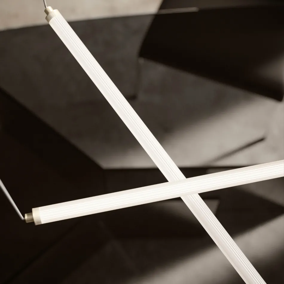 Lampă LED modernă din sticlă striată cu un design exclusivist fabricată în Italia - Lys Viadurini