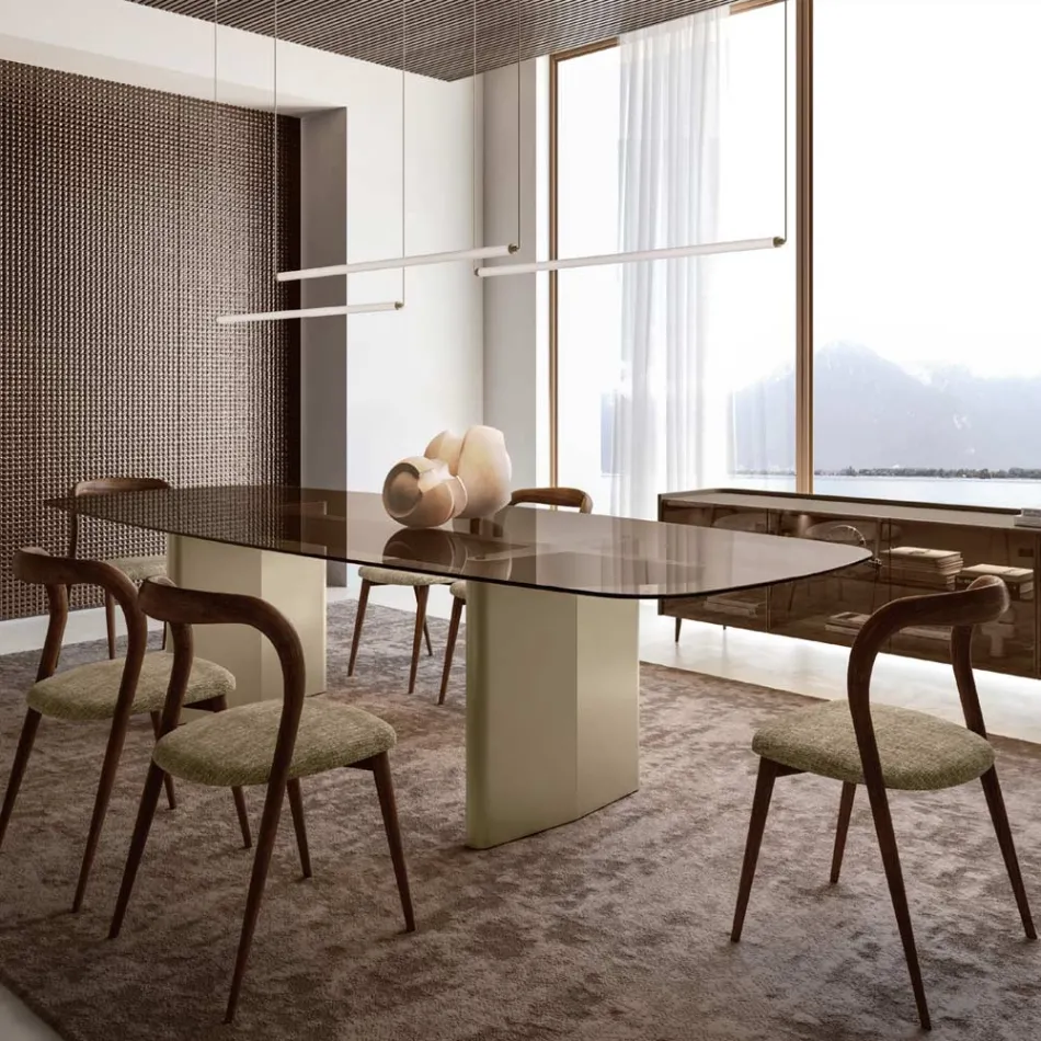Lampă LED modernă din sticlă striată cu un design exclusivist fabricată în Italia - Lys Viadurini