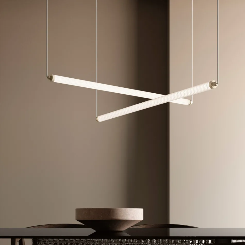 Lampă LED modernă din sticlă striată cu un design exclusivist fabricată în Italia - Lys Viadurini